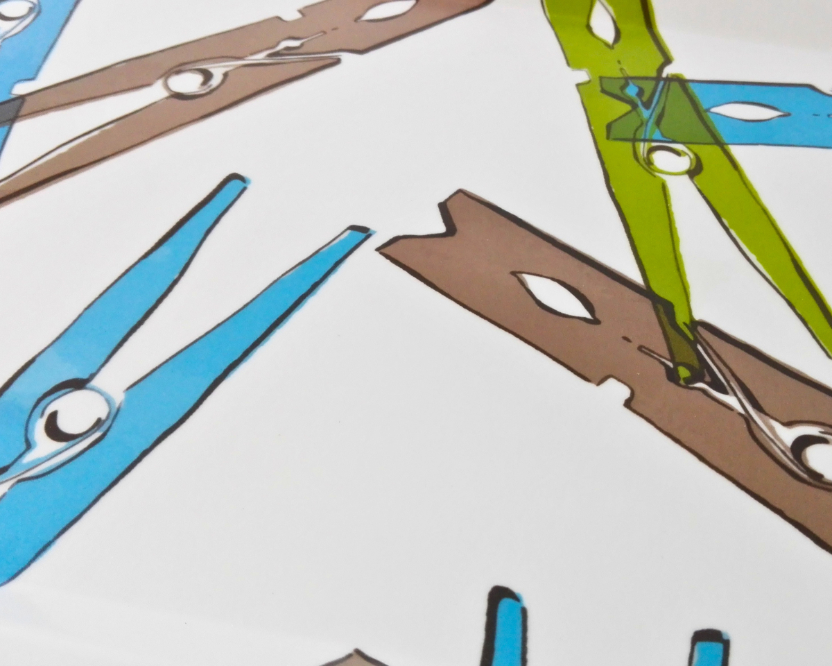 Handgemaakt Dienblad - Wasknijper Print